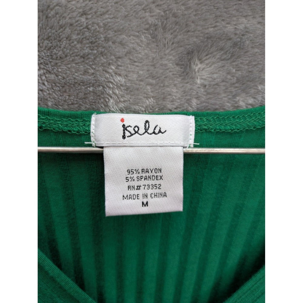 Twist Front‎ Top Women's Medium Green Rib Knit Dolman Casual Relaxed Slouchy - Picture 2 of 8